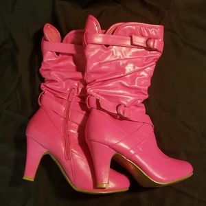 Kalli Hot Pink Leather Boots Size 9